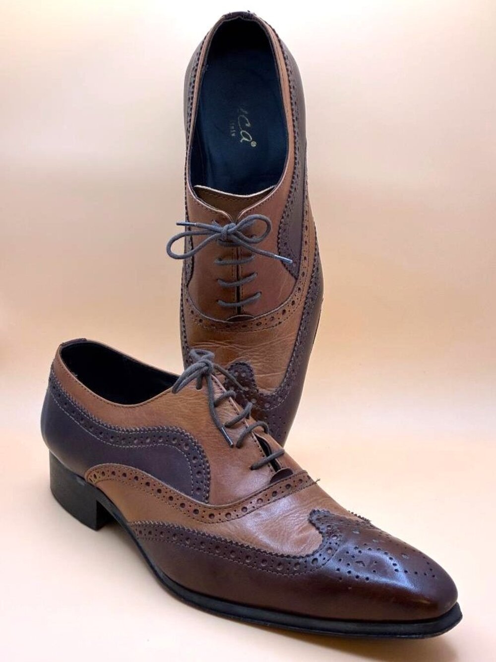 Share *EUC* DUCA Men’s Oxford Shoe Brown & Tan Leather Lace Up Size 44 US 10.5